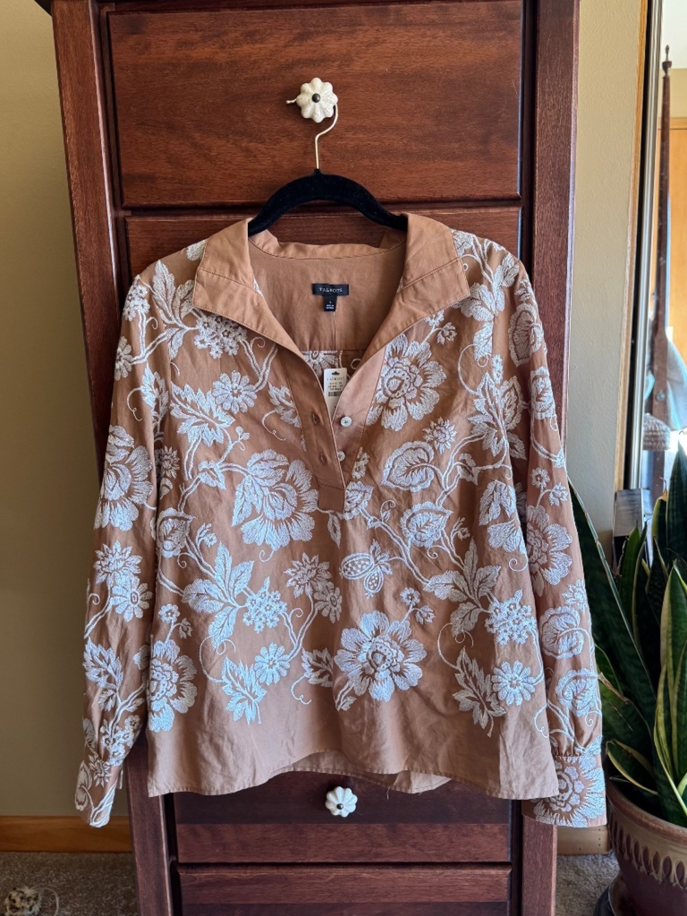 Talbots Jardin Embroidered Ruffle Top - Picture 2 of 4